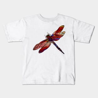 Ornate Dragon Fly Colorful Insect Illustration Kids T-Shirt